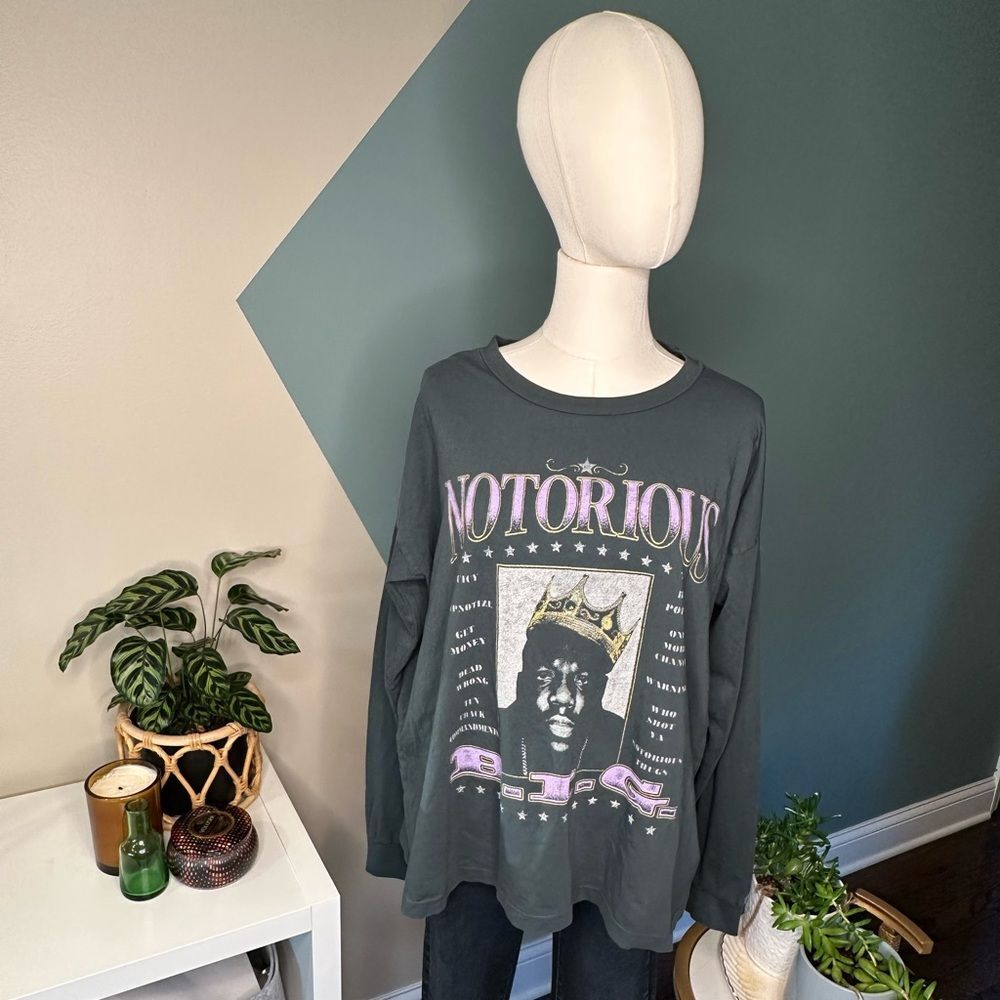 NWOT Daydreamer Notorious B.I.G. Long Sleeve Graphic Tee Oversized 90s Hip-Hop S